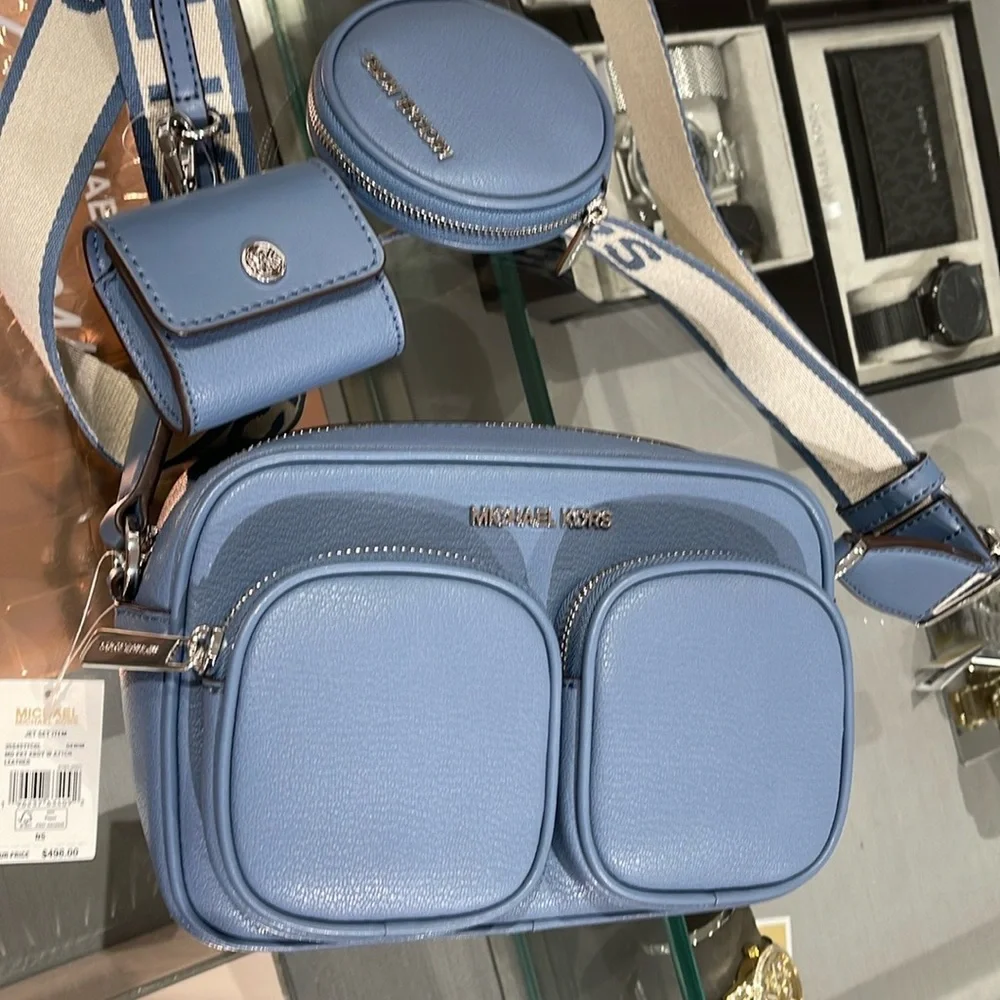Michael Kors Jet Set Md Leather Crossbody Bag with Case for Apple Airpods Pro®